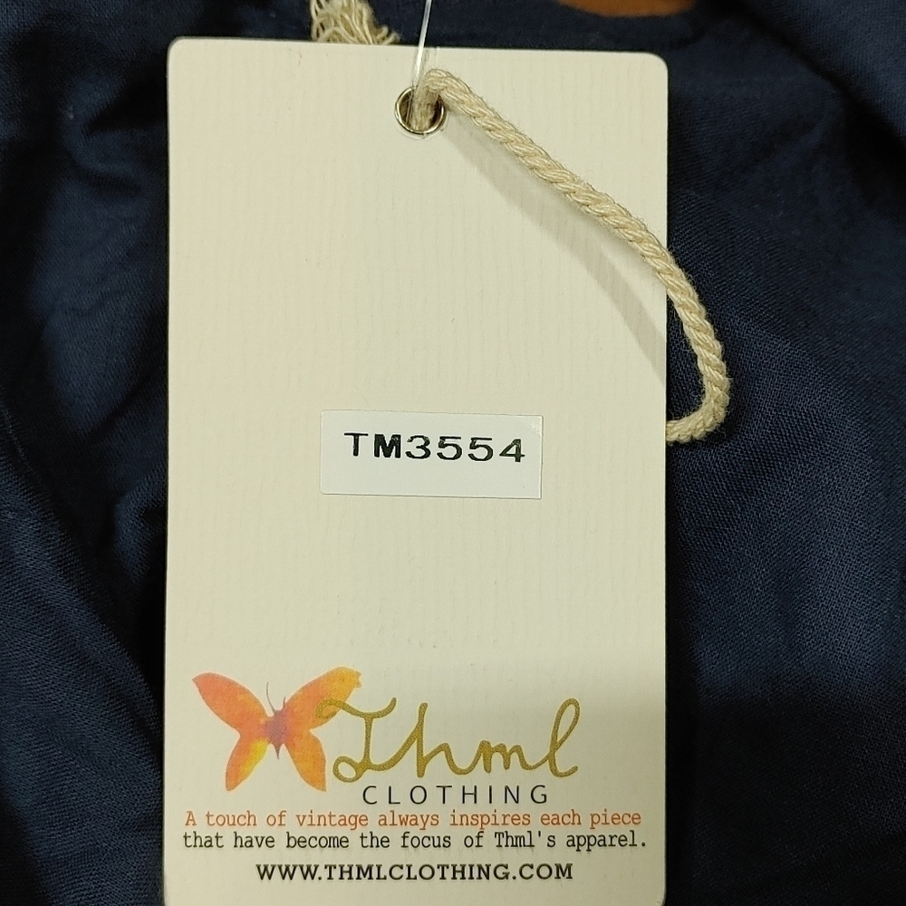 THML Navy Embroidered Sleeveless Tunic Top Medium - Picture 12 of 13